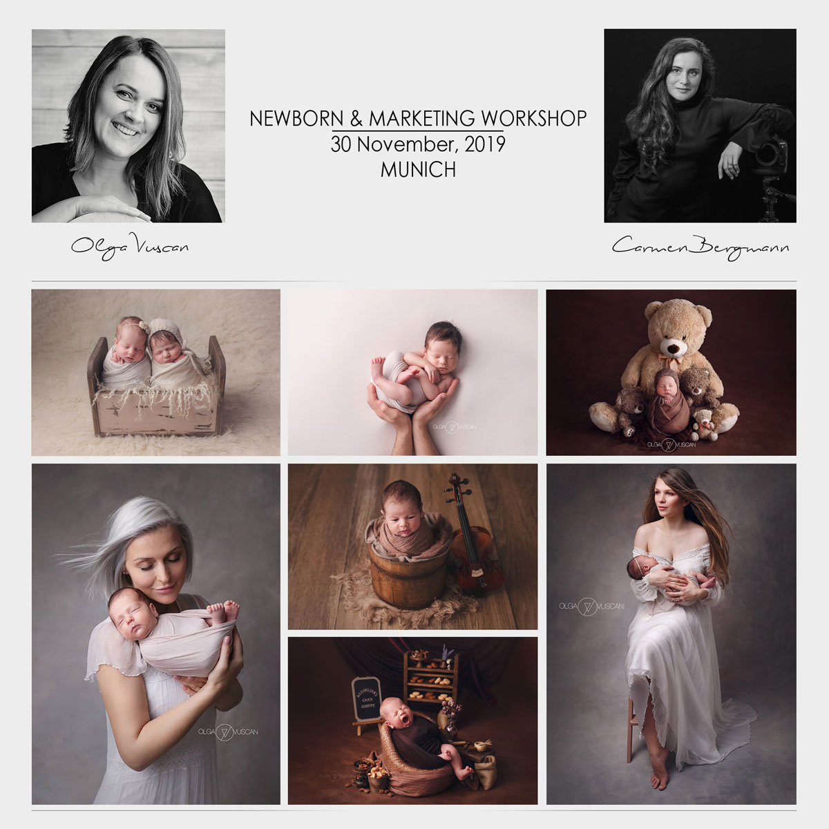 Carmen Bergmann Studio in Munich organizes Newborn Photography and Marketing Workshop by Olga Vuscan and Carmen Bergmann